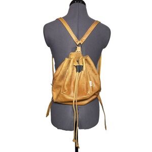 Lana Rae Handmade Leather Bucket Bag Drawstring Backpack Crossbody Brown